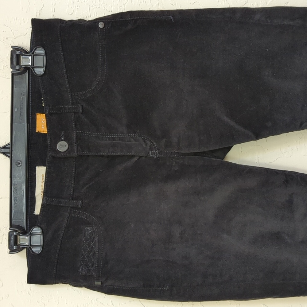 Anthropologie Pilcro Black Serif Skinny Velvet Ankle Pants Size 27 - Picture 3 of 13